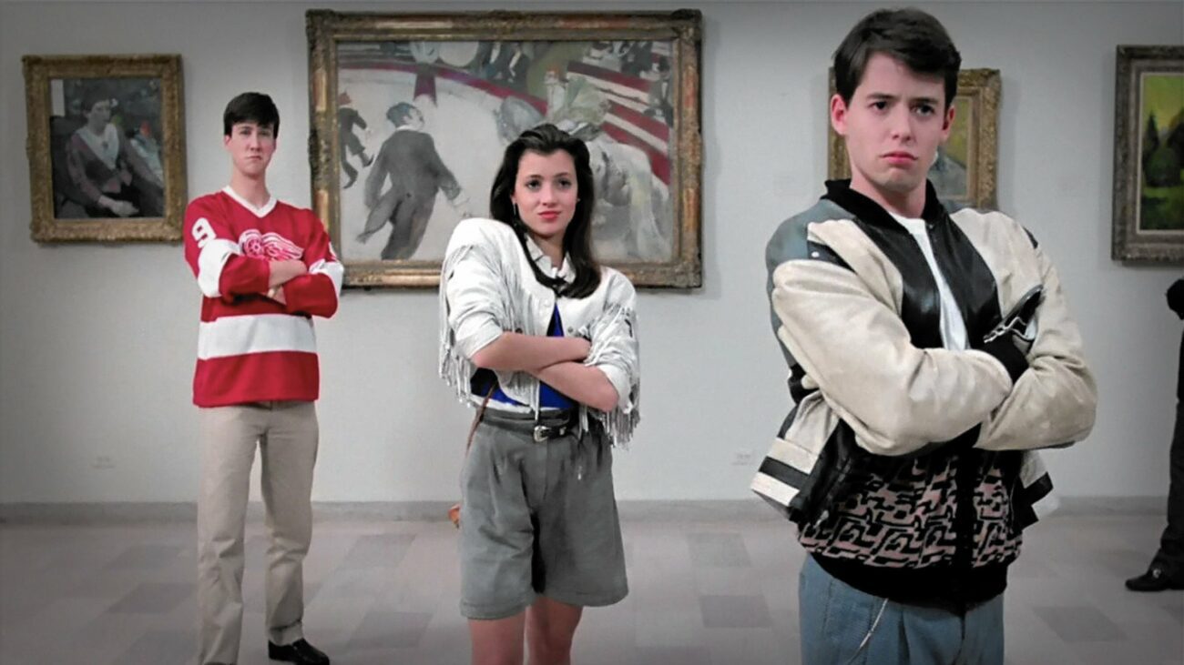 Ferris, Sloane, and Cameron posing in Ferris Bueller's Day Off