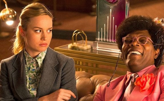 Brie Larson as Kit and Samuel L Jackson as The Salesman in Larson's directorial debut Unicorn Store