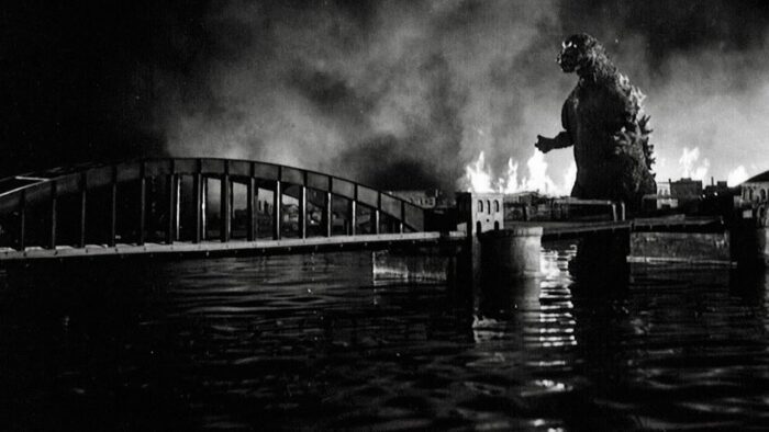 Godzilla stomps through Tokyo in his debut feature Godzilla