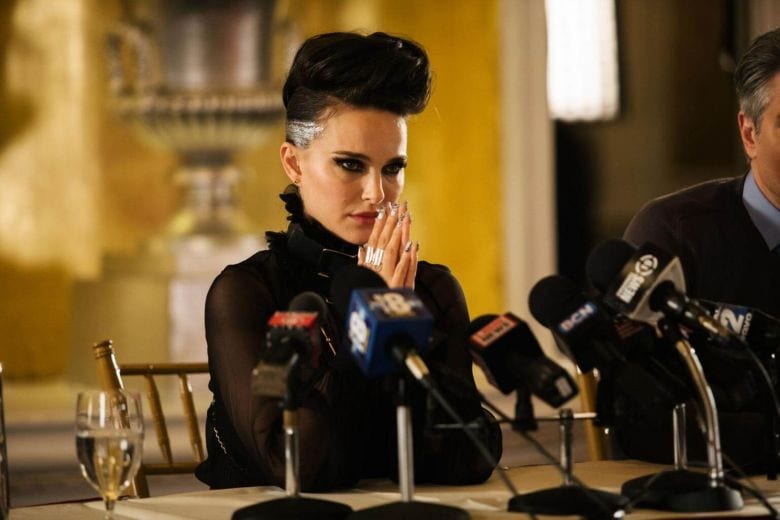 Natalie Portman stares viciously out of frame as Celeste from Vox Lux