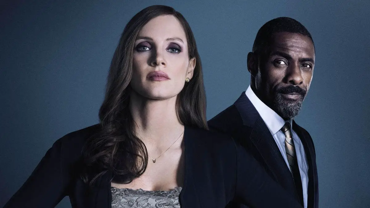 A promo shot of Chastain and Elba