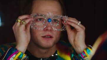 Taron Egerton as Elton John in the film Rocketman