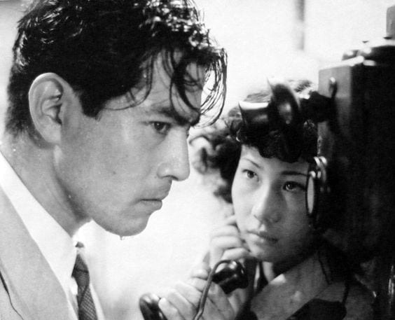 The weight of guilt on Murakami (Toshiro Mifune) is represented by the pounding rain in Akira Kurosawa's Stray Dog
