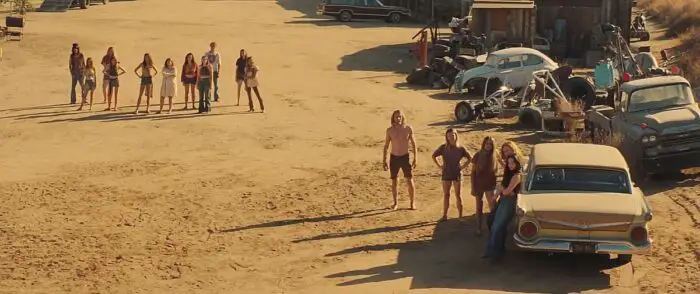 Memembers of Charles Manson's family at Spahn Movie Ranch in in the movie Once Upon a Time in Hollywood