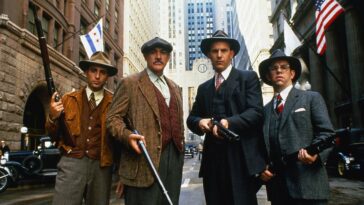 From left to right, Andy Garcia, Sean Connery, Kevin Costner, and Charles Martin Smith comprise "The Untouchables" from director Brian De Palma.