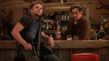 Ryan Philippe and Benicio Del Toro take a moment from the mayhem in The Way of the Gun.