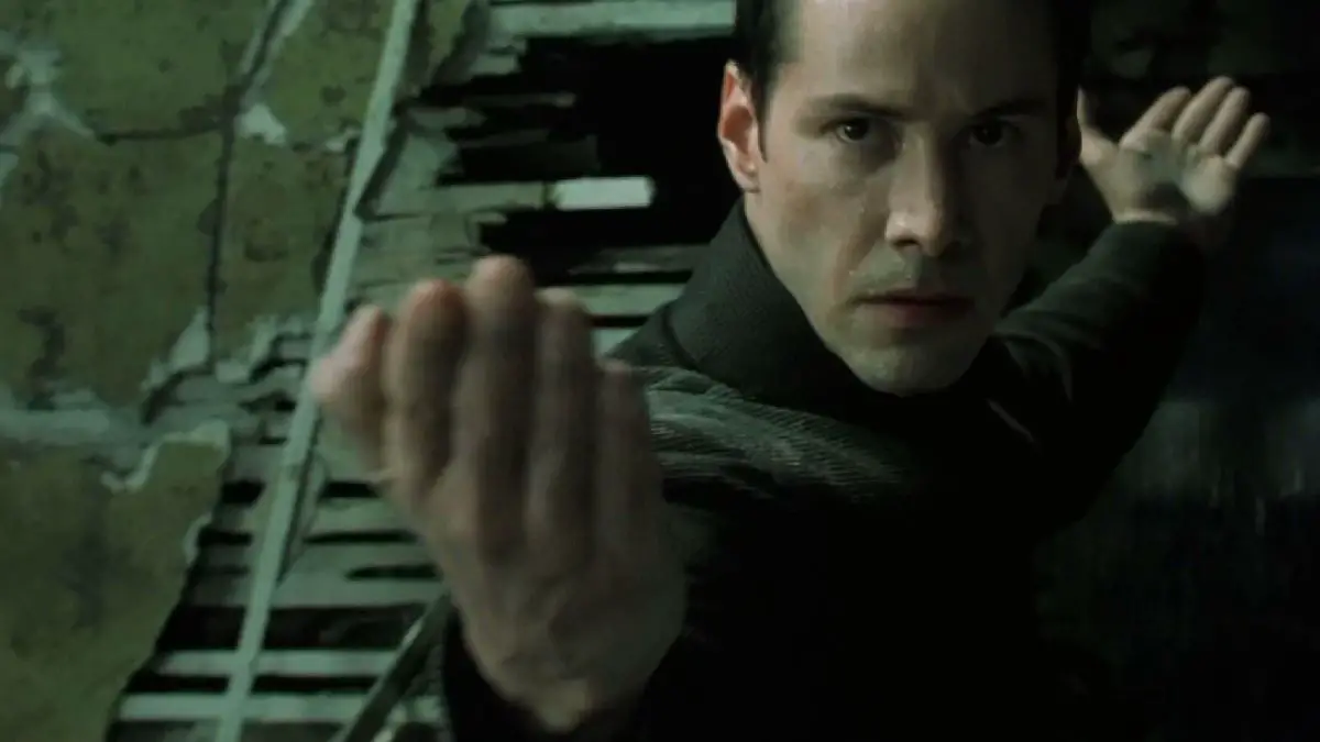 Neo strikes a pose of defiance in The Matrix Revolutions