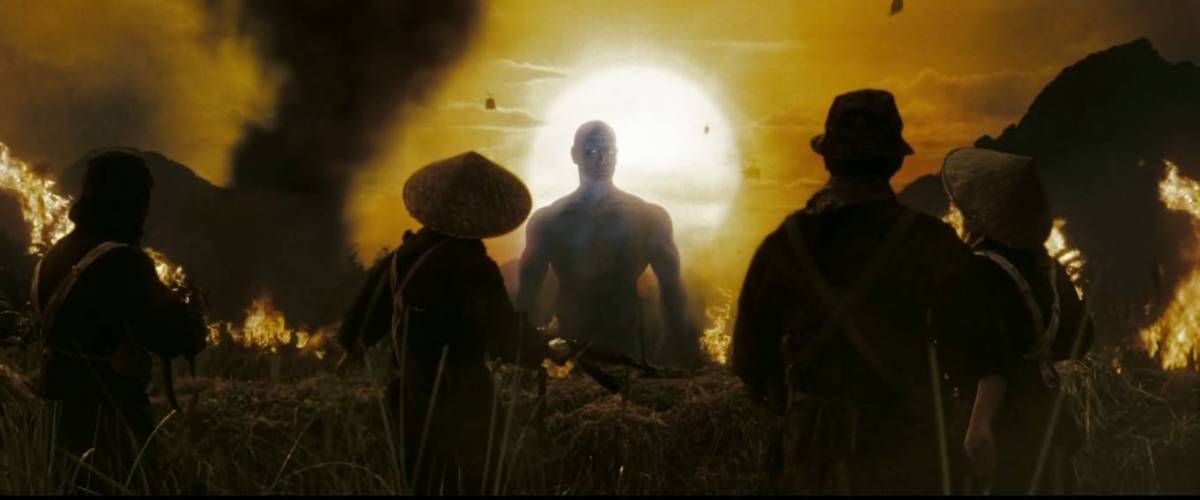 Doctor Manhattan looms over the Vietcong, ready to to kill them