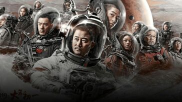 Liu Qi (Chuxiao Qu), Liu Peiqiang (Jin Wu), Han Zi’ang (Man-Tat Ng), Wang Lei (Guangjie Li), Li Yiyi (Yichi Zhang), Han Duoduo (Jin Mai Jaho), stars of the Chinese science fiction blockbuster, The Wandering Earth.