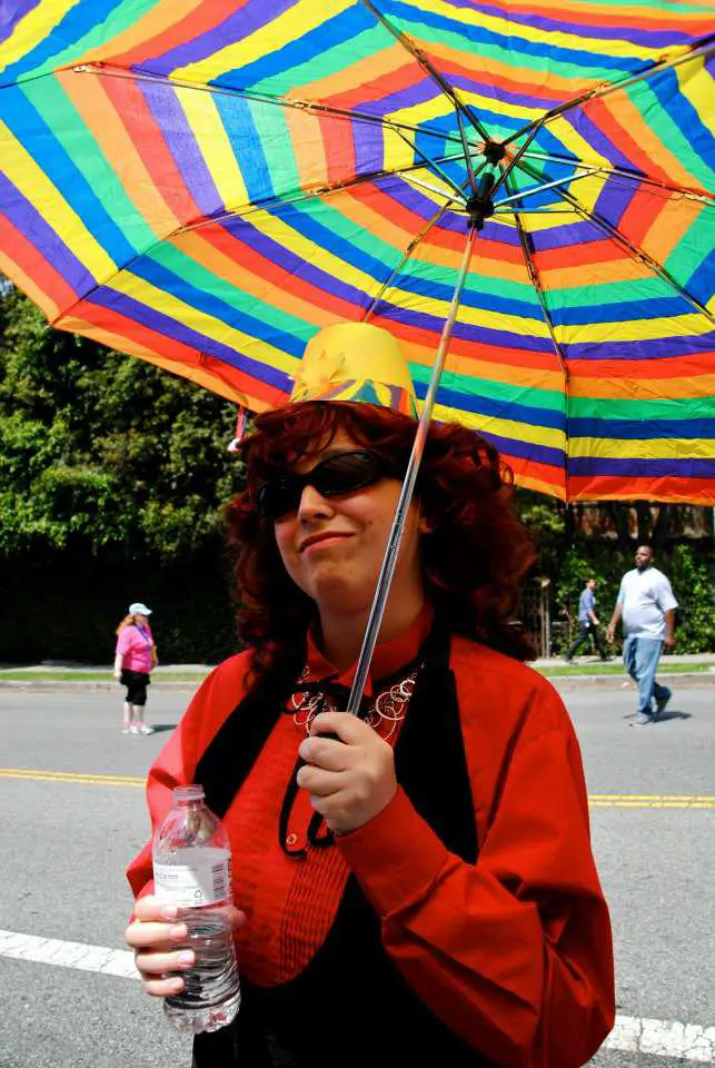 Natasha (dressed as a Transylvanian) attends Pride Festival