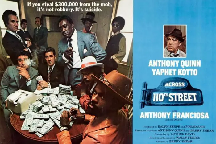 The Picture Shows The Cast Of Across 110th Street Sat Around A Table Stacked High With Cash From Their Illegal Enterprises 
