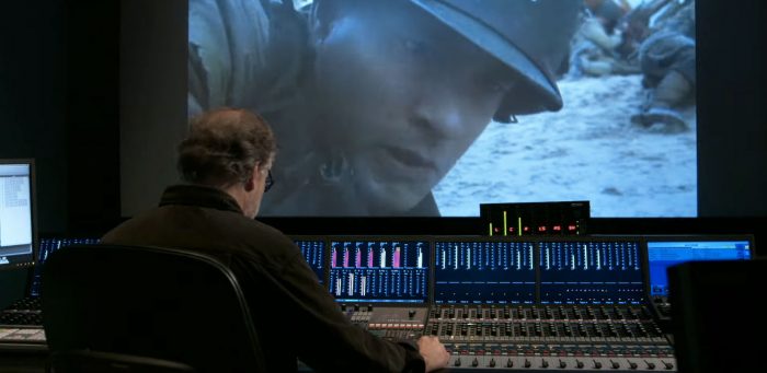 Gary Rydstrom uses a soundboard to layer sounds into Saving Private Ryan