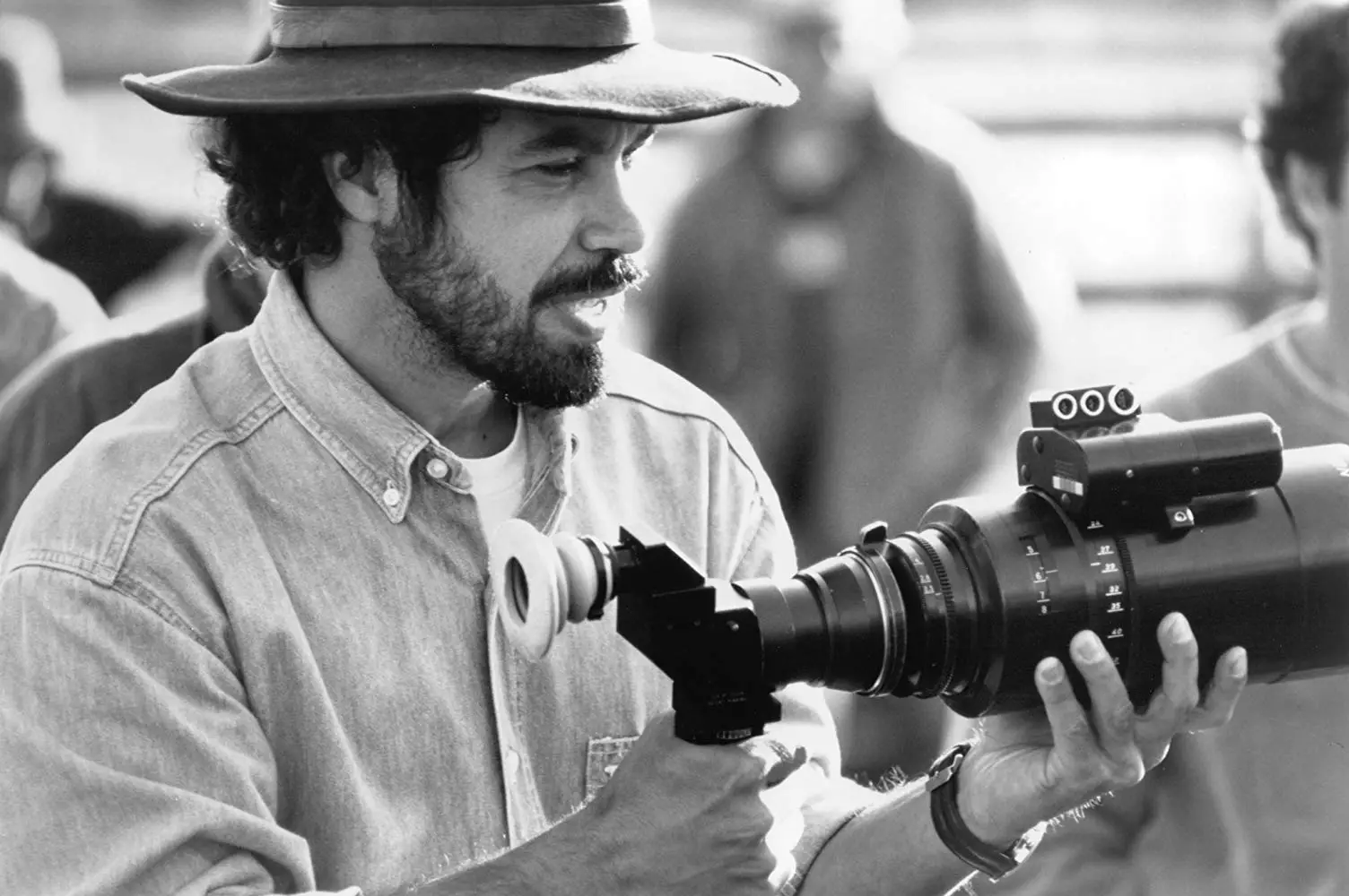 Director Edward Zwick eyes a camera shot on the set of Legends of the Fall