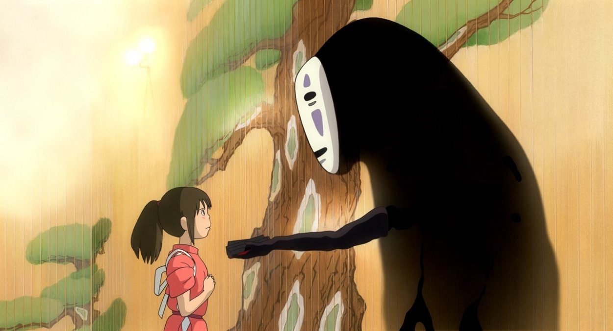 No Face offers Chihiro some tokens in the Bathouse
