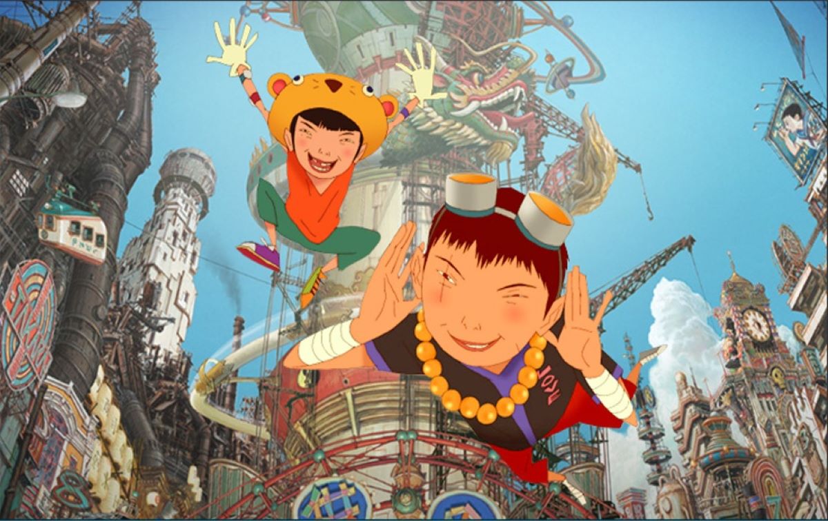 Brothers Black and White play in the sprawling playground of their city in Tekkonkinkreet