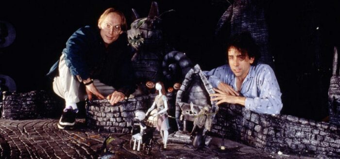 Henry Selick and Tim Burton on the set of The Nightmare Before Christmas