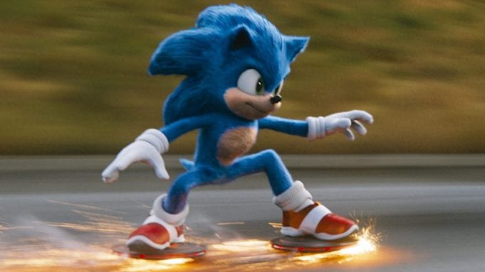 Sonic skates on two flying discs