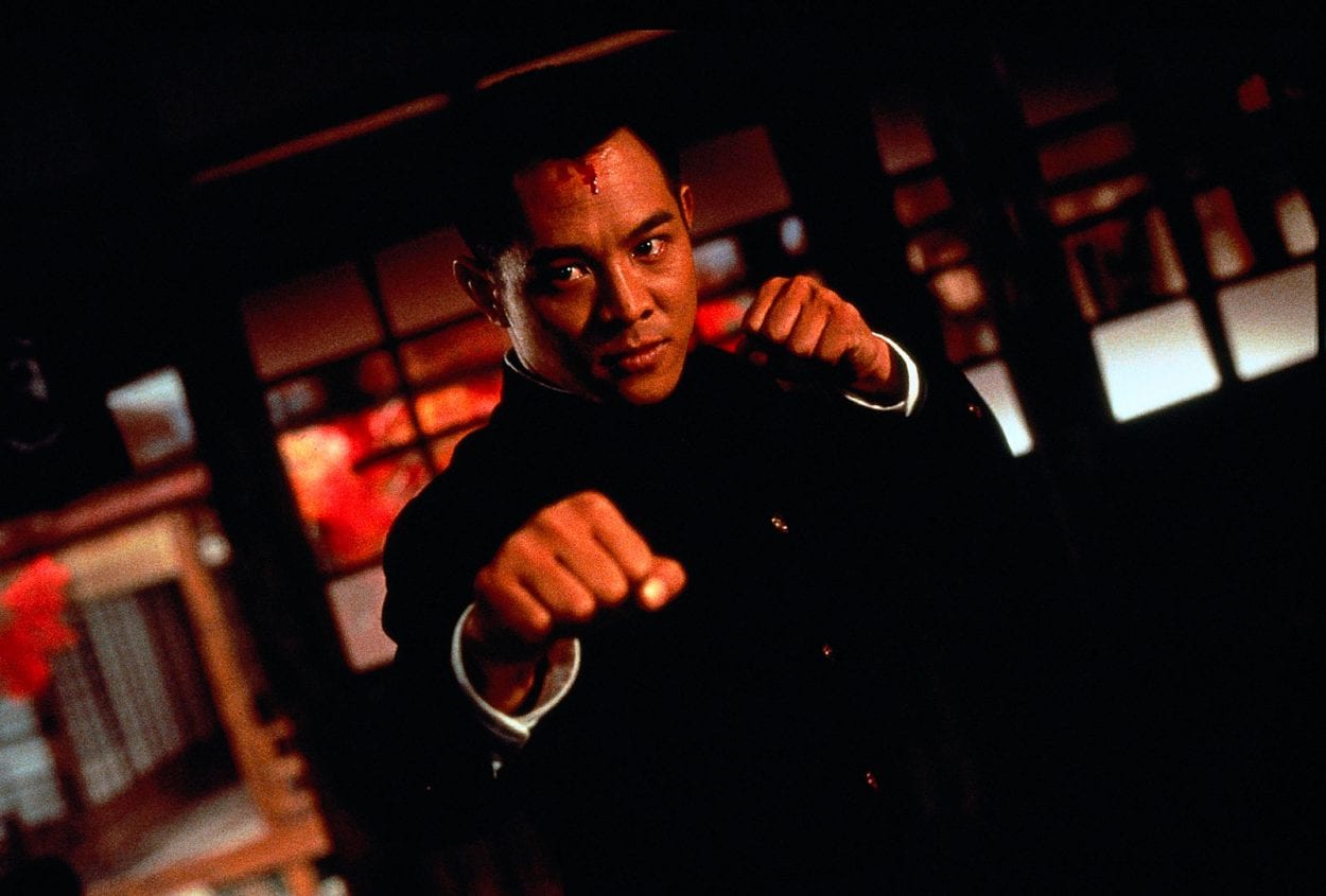 Jet Li with his legendary fist clenched
