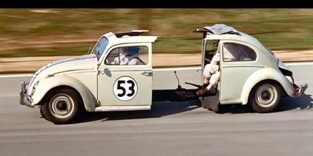 Herbie Split In Half, with Carole and Jim in the front and Tennessee in the back