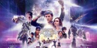 Ready Player One poster with pictures of the ensemble cast