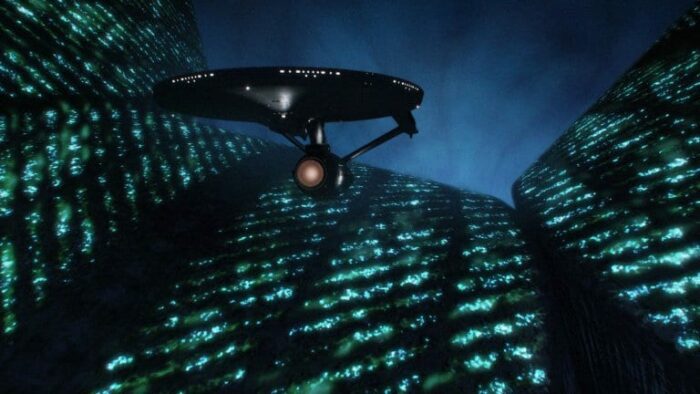 The starship Enterprise inside V'Ger