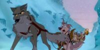 Balto pulls a sled in Balto (1995)