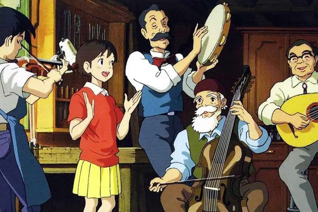 (left to right) Seiji, Shizuku, Kita, Nishi and Minami, play and sing Country Roads together