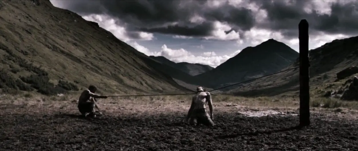 One-Eye (Mads Mikkelsen) executes a gladiatorial rival in Valhalla Rising (2009)