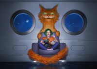 Logo for Fantasia International Film Festival 2020, with a girl sitting in a giant cat chair.