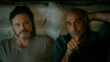 Colin Firth as Sam and Stanley Tucci as Tusker in Harry McQueen's Supernova