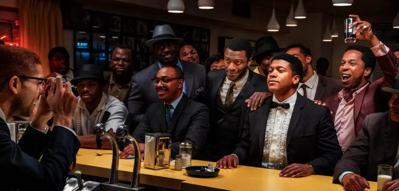 Jim Brown and Cassius Clay at the Bar in Regina King's One Night in Miami...