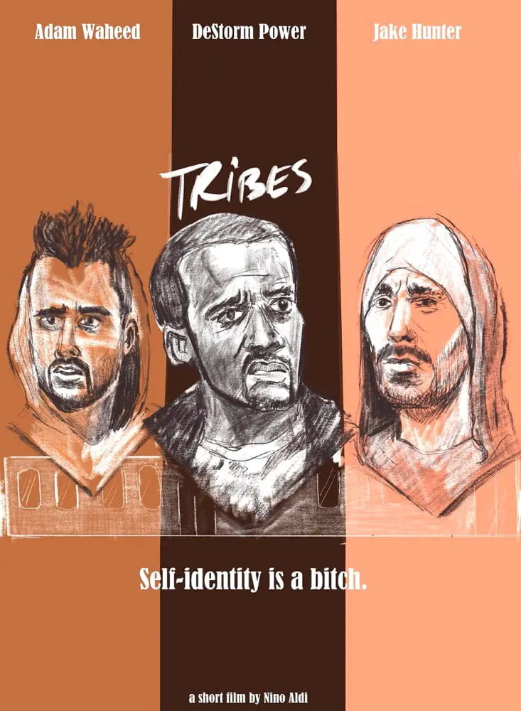 Actors Adam Waheed, DeStorm Power and Jake Hunter on the poster for the short film Tribes