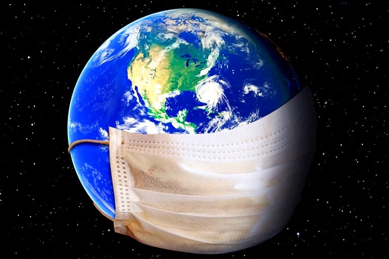 Illustration of the Earth was a mask covering it