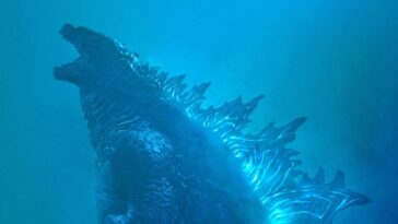 Godzilla revs up his energy and roars