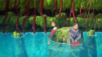 Agito and Cain sit at the bottom of a reservoir covered in plants