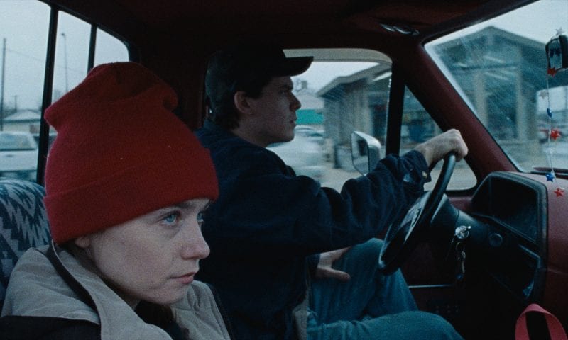 In this image from Nicole Riegel's Holler, Blaze (Gus Halper) and Ruth (Jessica Barden) ride in a pickup truck.