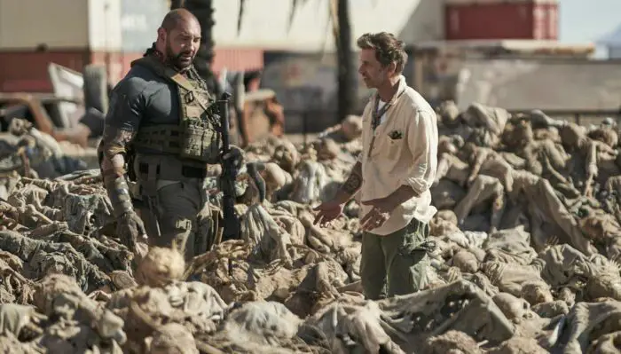 Zack Snyder directs Dave Bautista on the set of "Army of the Dead"