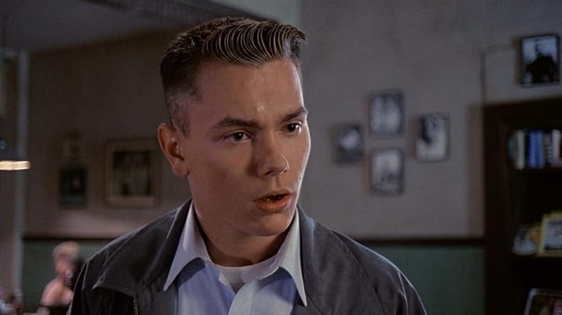 In this image from Dogfight, Eddie Birdlace (River Phoenix) is depicted in close-up.