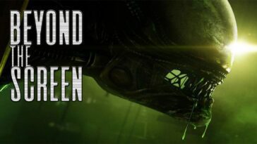 A Xenomorph snarls to the right of the frame, with the words Beyond the Screen superimposed on the left