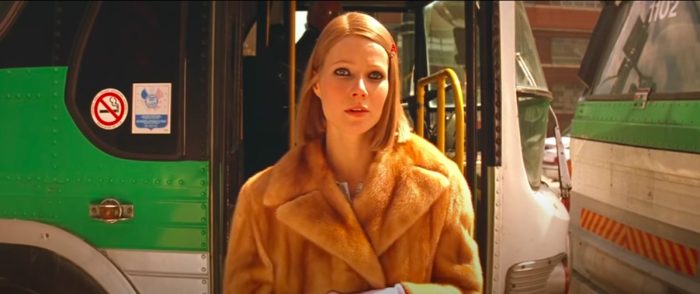 Margot Tenenbaum steps off the Green Line bus. She looks longingly at someone behind the camera.
