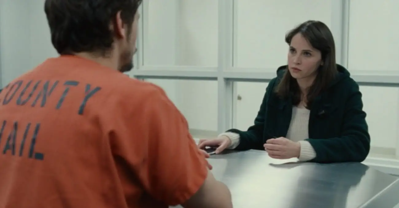 Felicity Jones plays some music for James Franco in True Story.