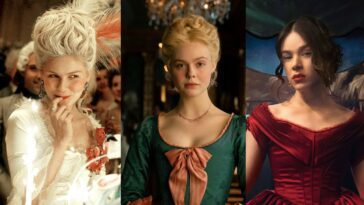 Kirsten Dunst as Marie Antoinette, Elle Ganning as Catherine the Great, and Hailee Steinfeld as Emily Dickinson
