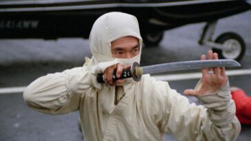 The New York Ninja holding a sword