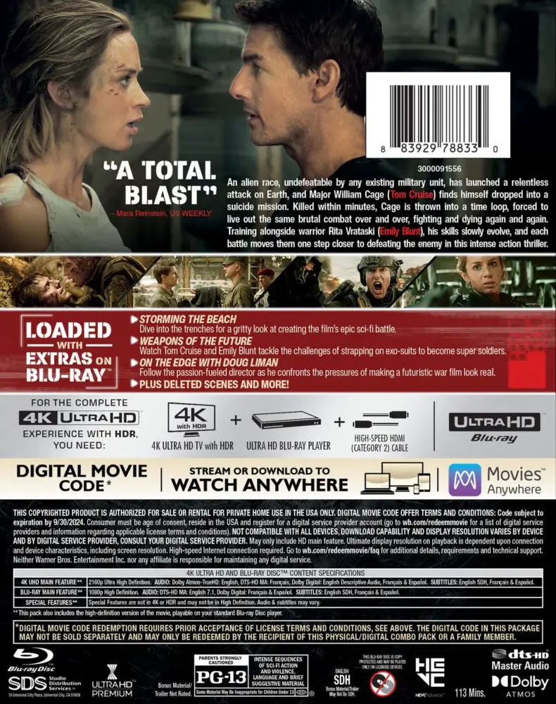 The back cover of Edge of Tomorrow