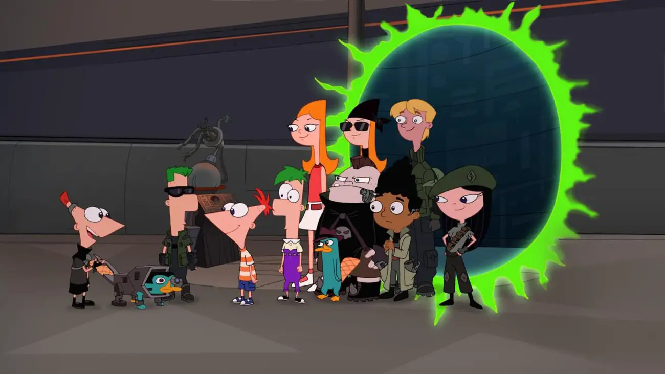 Phineas and Ferb say goodbye to their 2nd dimension counterparts and friends.