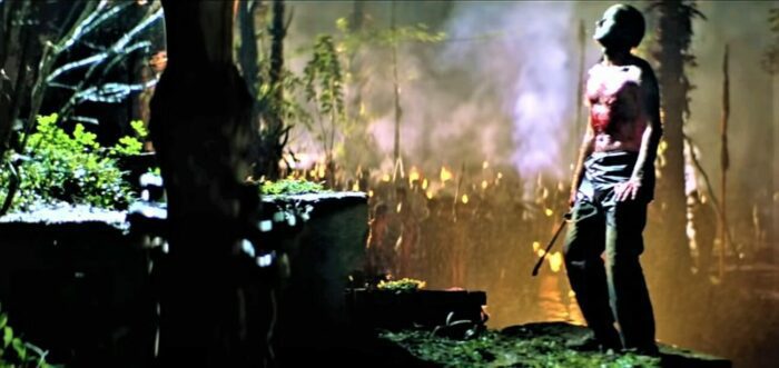 Martin Sheen in Apocalypse Now, covered in blood on his way to kill Marlon Brando's Colonel Kurtz