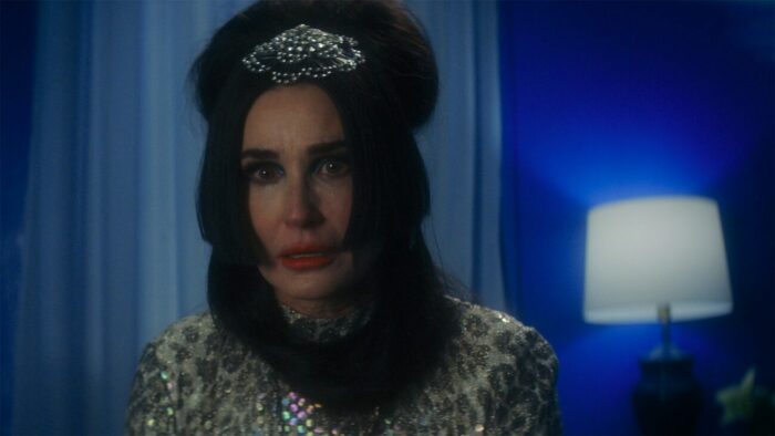 Demi Moore looking glamourous yet ragid and stunned.