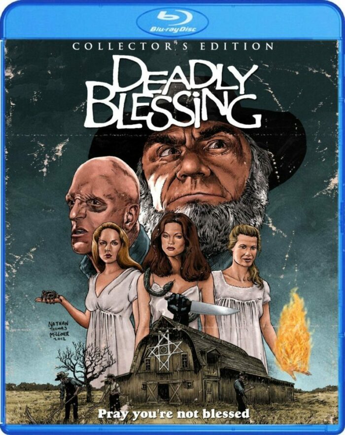 The Blu-ray cover for Deadly Blessing.
