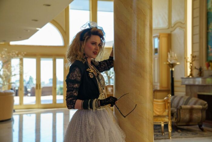 Evan Rachel Wood as Madonna in Weird Al's mansion when they fist meet
