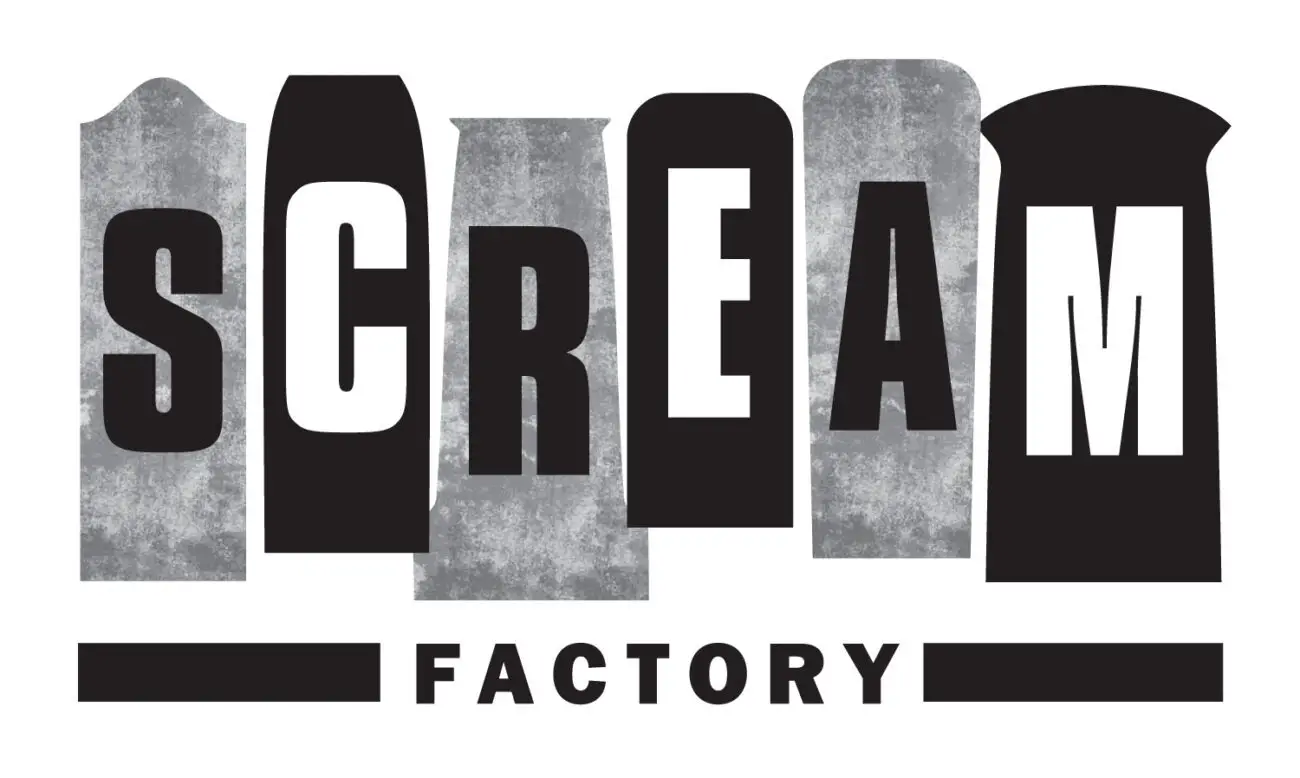 Black and white version of the Scream Factory logo.